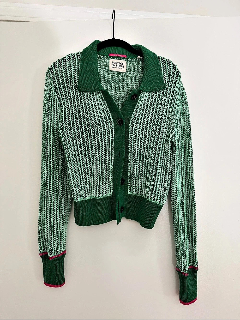 Scotch & Soda Green Open Knit Cardigan Like New
